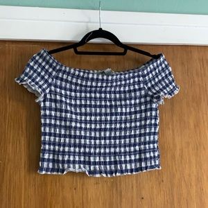Checkered off the shoulder top